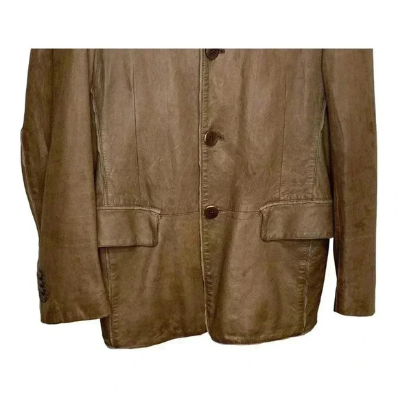 Giorgio Armani Men's 100% Soft Lambskin Leather Jacket Made In Italy Sz 48 - Picture 4 of 16